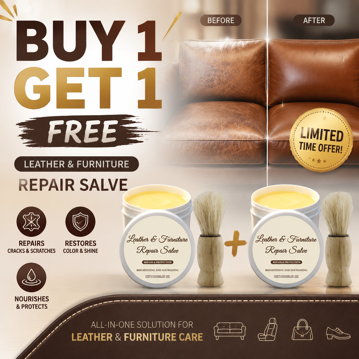 Leather & Furniture Repair Salve with Brush